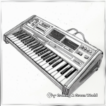 Futuristic Synthesizer Keyboard Coloring Pages 4