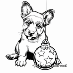 German Shepherd Puppy and Christmas Ornaments Coloring Pages 2