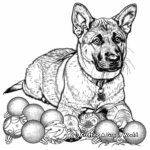 German Shepherd Puppy and Christmas Ornaments Coloring Pages 3