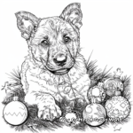 German Shepherd Puppy and Christmas Ornaments Coloring Pages 4