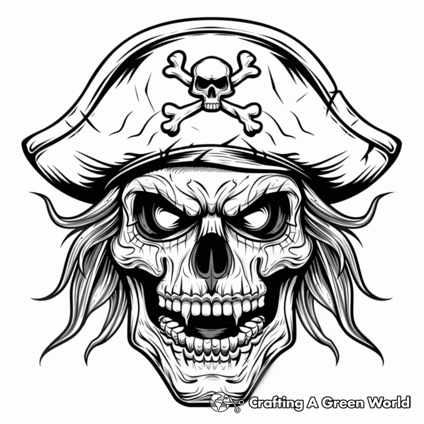 Ghastly Pirate Skull Coloring Pages 1