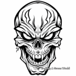 Ghoulish Demon Skull Coloring Pages 1