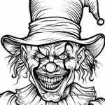 Ghoulish Jester Clown Coloring Pages 2