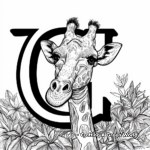 Giraffe with Jungle Background Coloring Pages 1
