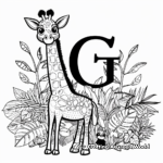 Giraffe with Jungle Background Coloring Pages 2