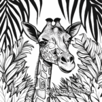 Giraffe with Jungle Background Coloring Pages 3