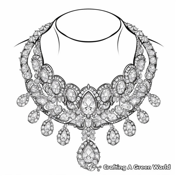 Glamorous Diamond Necklace Coloring Pages 1