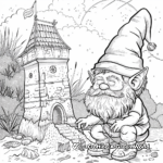 Gnome Building a Sandcastle Beach Scene Coloring Pages 1