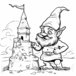Gnome Building a Sandcastle Beach Scene Coloring Pages 4