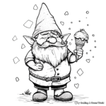 Gnome Enjoying Ice Cream: Summer-Scene Coloring Pages 2