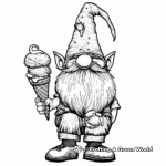 Gnome Enjoying Ice Cream: Summer-Scene Coloring Pages 3