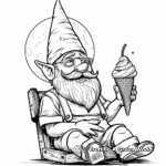 Gnome Enjoying Ice Cream: Summer-Scene Coloring Pages 4
