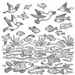 God Creating Birds and Fish Coloring Page 4
