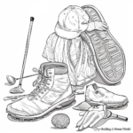 Golfing Gear: Golf Shoes, Hat and Gloves Coloring Pages 4