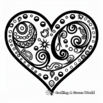 Gorgeous Paisley Heart Coloring Pages 1