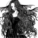 Gothic Long-haired Anime Vampire Girl Coloring Pages 2