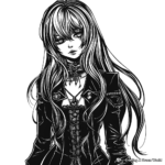 Gothic Long-haired Anime Vampire Girl Coloring Pages 3
