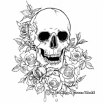 Gothic-style Skull and Roses Coloring Pages 2