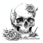 Gothic-style Skull and Roses Coloring Pages 4