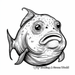 Grayscale Blobfish Illustration Coloring Pages 1