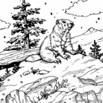 Groundhog in the Wild: Wilderness Scene Coloring Pages 2