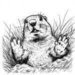 Groundhog Popping Out of His Burrow Coloring Pages 1