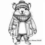 Groundhog with Winter Clothes Coloring Pages 1