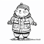 Groundhog with Winter Clothes Coloring Pages 2
