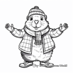 Groundhog with Winter Clothes Coloring Pages 3