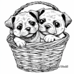 H2: Basket with Puppies Coloring Pages 1