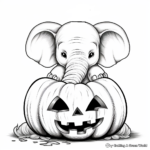 Halloween Baby Elephant with Pumpkin Coloring Pages 3