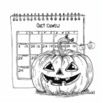 Halloween-Inspired October Calendar Coloring Pages 3