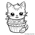 Halloween Themed Cat Cupcake Coloring Pages 1