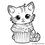 Halloween Themed Cat Cupcake Coloring Pages 3