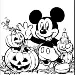 Halloween-Themed Disney Mickey Mouse Fall Coloring Pages 1