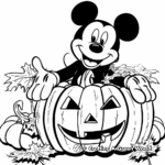 Halloween-Themed Disney Mickey Mouse Fall Coloring Pages 3