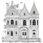 Halloween-Themed Haunted Doll House Coloring Pages 1