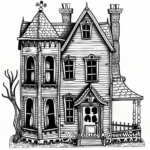 Halloween-Themed Haunted Doll House Coloring Pages 3