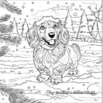 Happy Dachshund Puppy in the Snow Coloring Pages 1