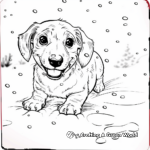 Happy Dachshund Puppy in the Snow Coloring Pages 2