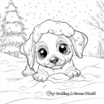 Happy Dachshund Puppy in the Snow Coloring Pages 3