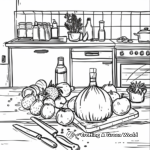 Healthy Foods in Kitchen Coloring Pages 1