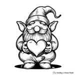 Heart-Holding Valentine Gnome Coloring Pages 1