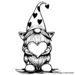 Heart-Holding Valentine Gnome Coloring Pages 2