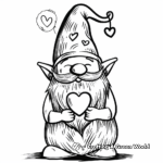 Heart-Holding Valentine Gnome Coloring Pages 3