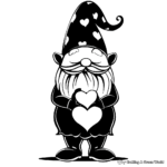 Heart-Holding Valentine Gnome Coloring Pages 4