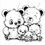 Heartwarming Family of Kawaii Bears Coloring Pages 1