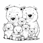 Heartwarming Family of Kawaii Bears Coloring Pages 2