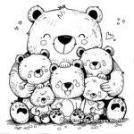 Heartwarming Family of Kawaii Bears Coloring Pages 3