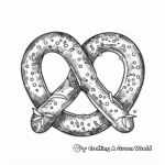 Hearty Pretzel Coloring Pages for Children 1